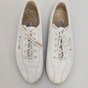LA Gear Women White Leather Comfort Lace Up Athletic Sneakers Shoes Size 7.5